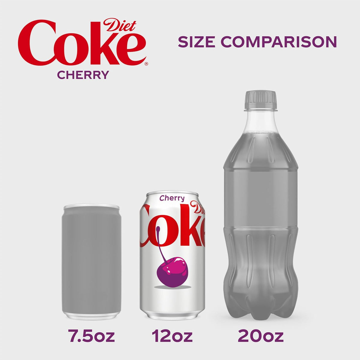 Diet Coke Cherry Soda, 12 fl oz Cans, 12 Pack, Cherry Flavored Diet Soft Drink, Refreshing Carbonated Beverage