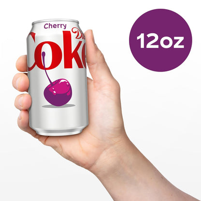Diet Coke Cherry Soda, 12 fl oz Cans, 12 Pack, Cherry Flavored Diet Soft Drink, Refreshing Carbonated Beverage