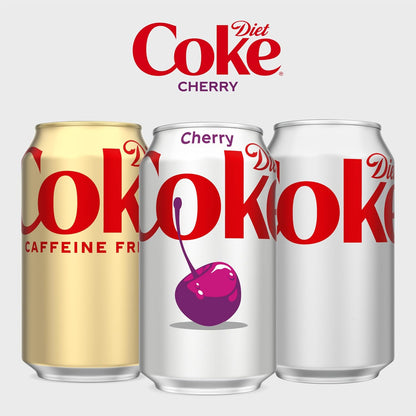 Diet Coke Cherry Soda, 12 fl oz Cans, 12 Pack, Cherry Flavored Diet Soft Drink, Refreshing Carbonated Beverage