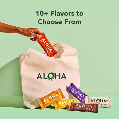 ALOHA Organic Plant Based Protein Bars, Peanut Butter Cup, Vegan, Low Sugar, Gluten Free, Low Carb, 12 Count