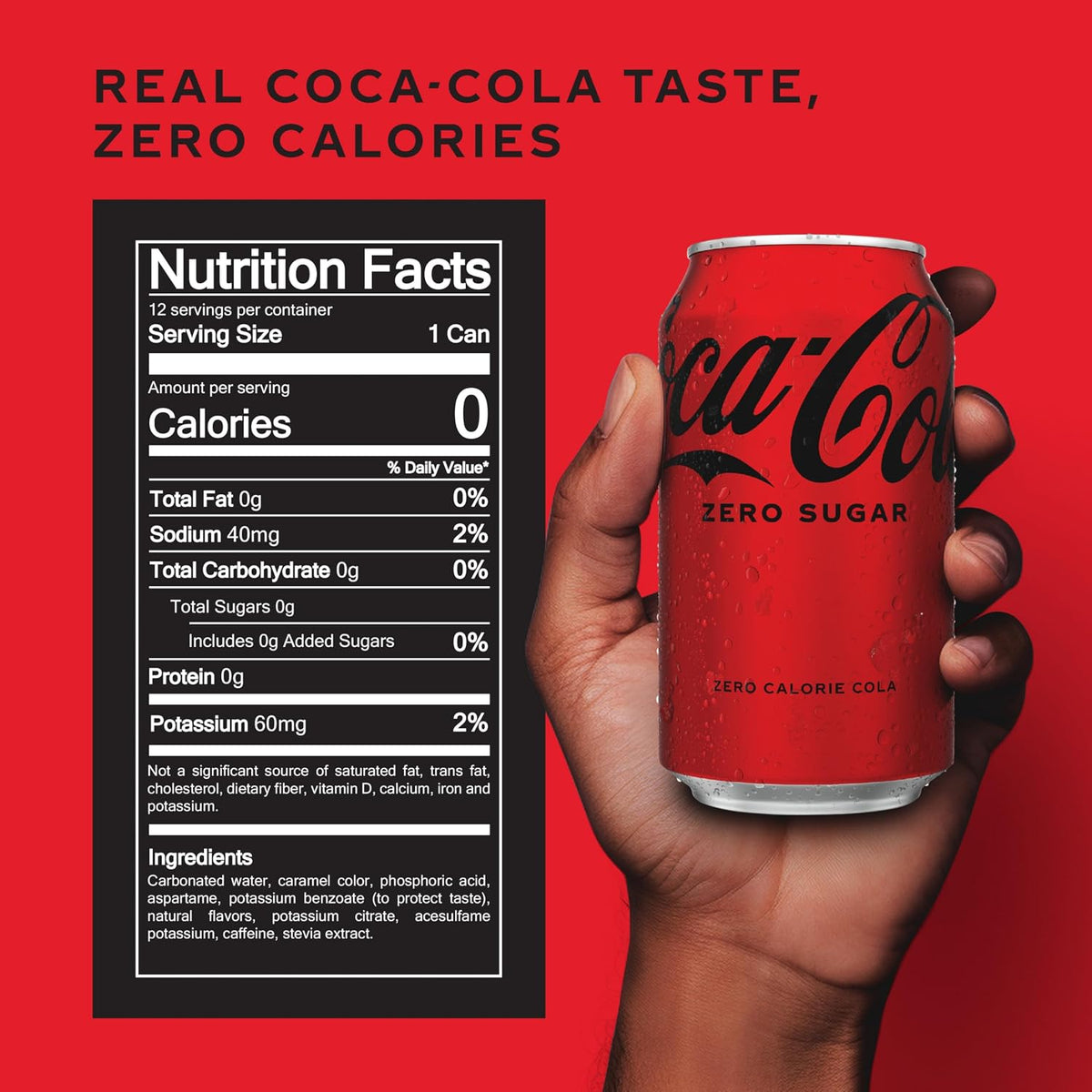 Coca-Cola Zero Sugar Soda, 12 Fl Oz Cans, 12 Pack, Zero Sugar Cola Soft Drink
