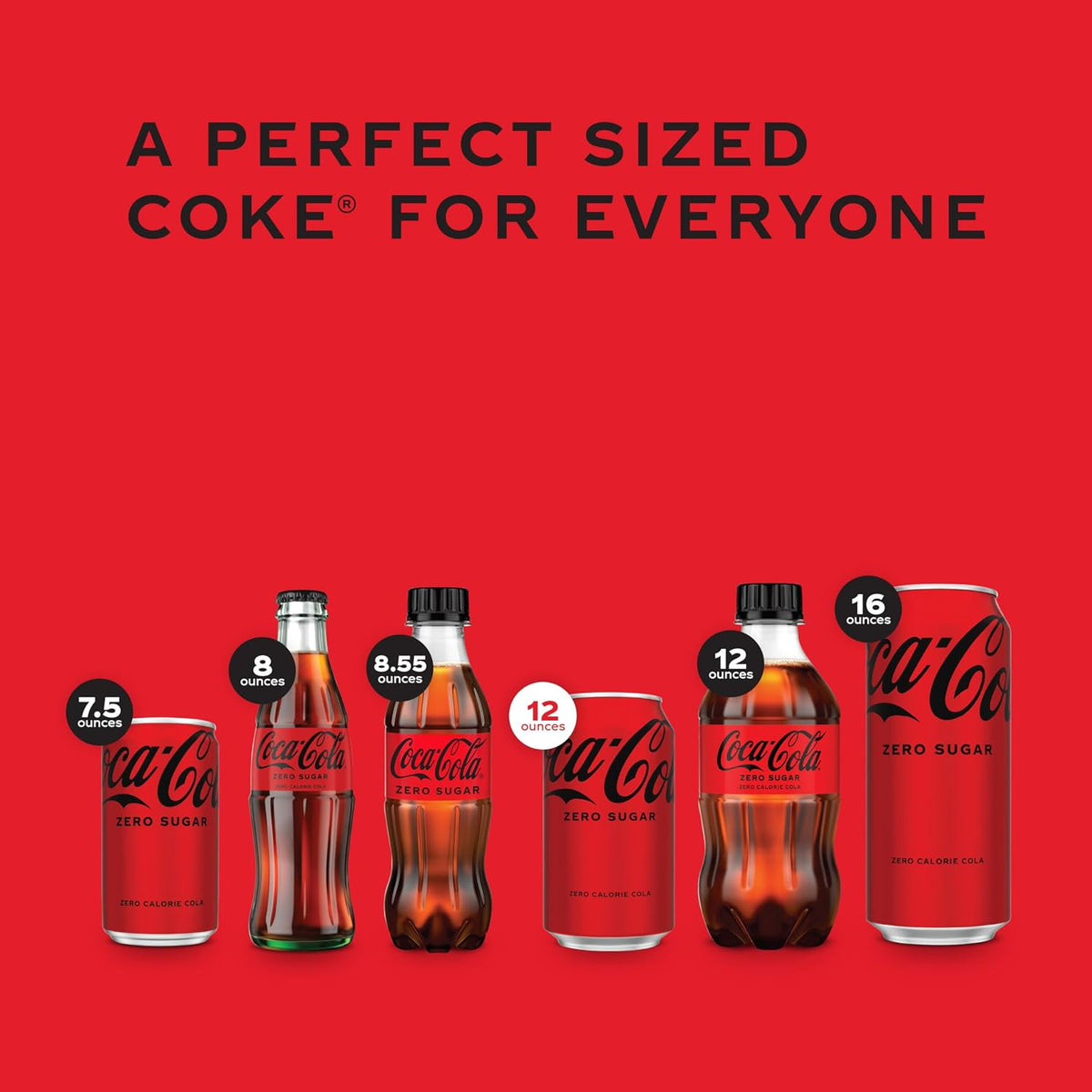 Coca-Cola Zero Sugar Soda, 12 Fl Oz Cans, 12 Pack, Zero Sugar Cola Soft Drink