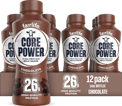 Core Power Fairlife 26g Protein Shake Chocolate, Ready-to-Drink Milk Shake, 14 Fl Oz, 12 Pack