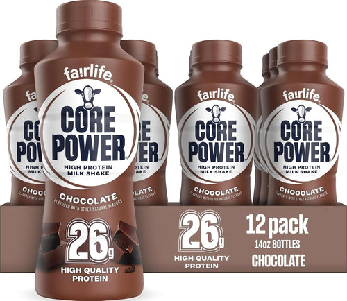 Core Power Fairlife 26g Protein Shake Chocolate, Ready-to-Drink Milk Shake, 14 Fl Oz, 12 Pack