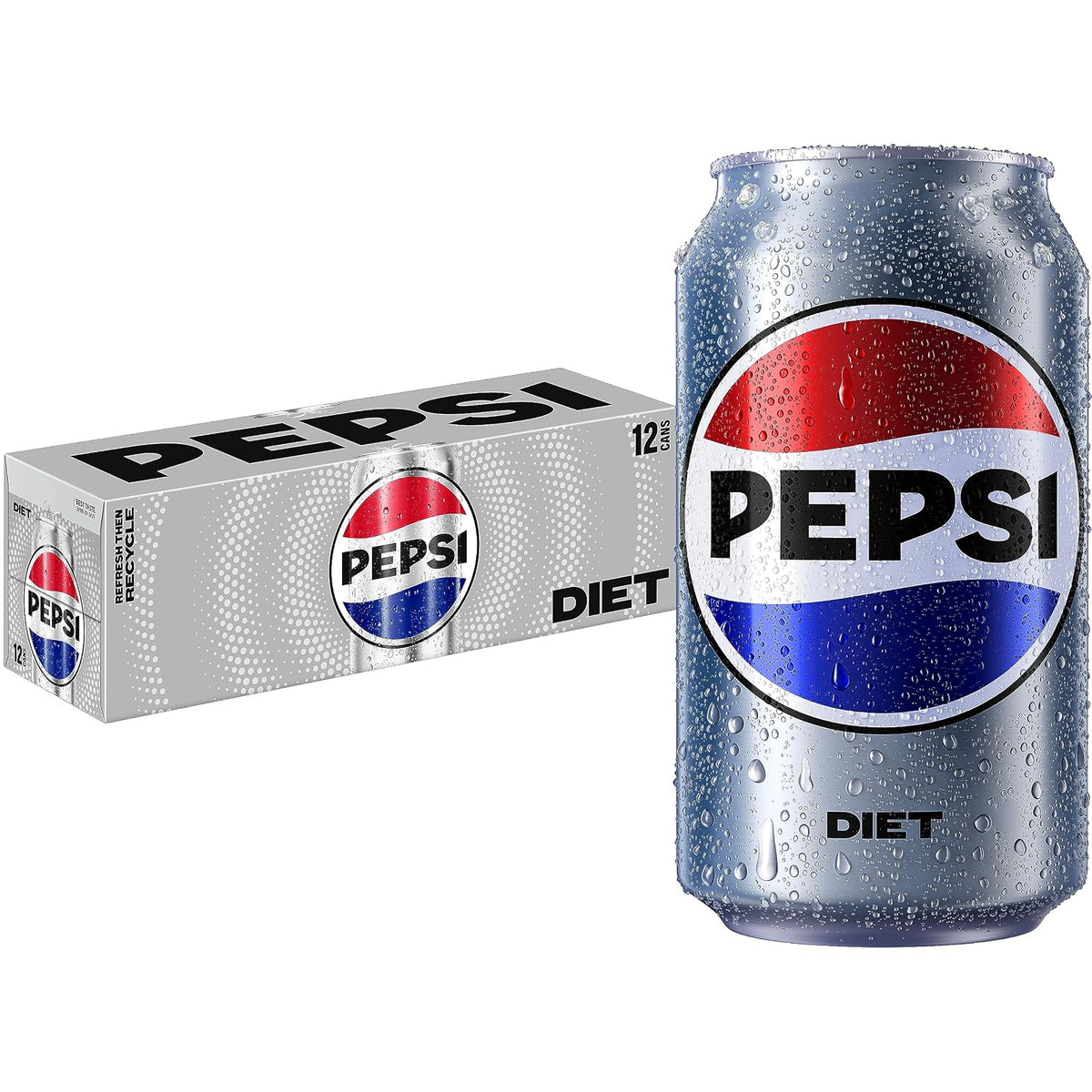 Diet Pepsi Cola Soda, 12 Fl Oz Cans, 12 Pack, Zero Sugar Caffeine-Free Cola Soft Drink