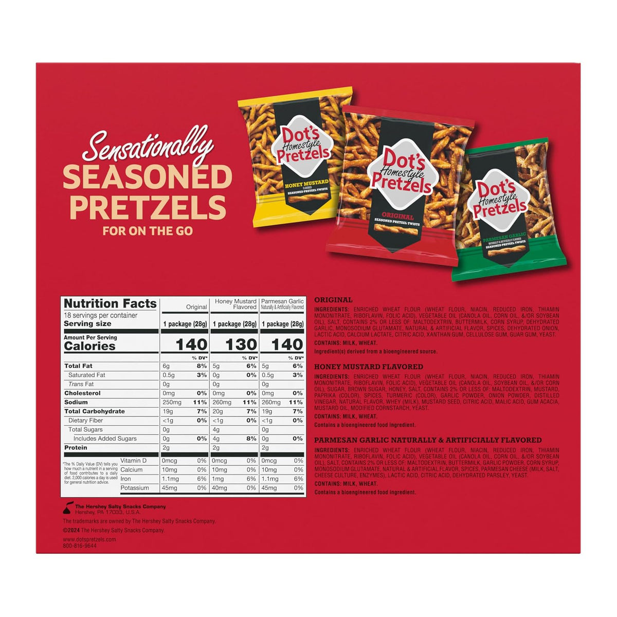 Dot's Pretzels Twists Variety Pack, 3 Flavors, 18 Count, Seasoned Pretzel Snacks, Crunchy Party Snack