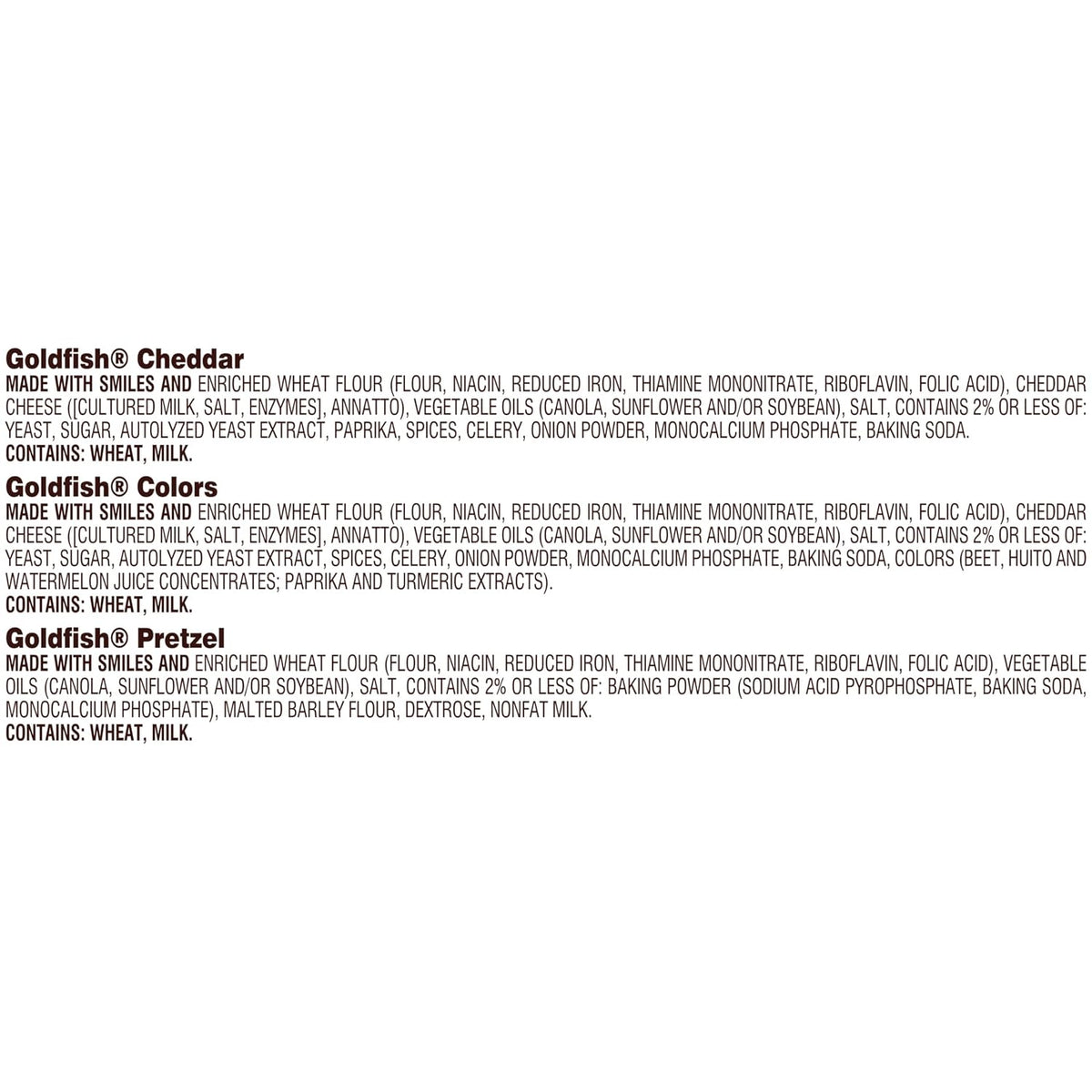 Goldfish Crackers Big Smiles Variety Pack, Cheddar, Colors & Pretzels, Snack Packs, 30 Count