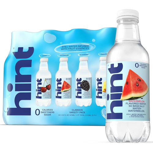 Hint Flavored Water Variety Pack, Zero Sugar, Zero Calories, Assorted Best-Selling Flavors, 12 Pack