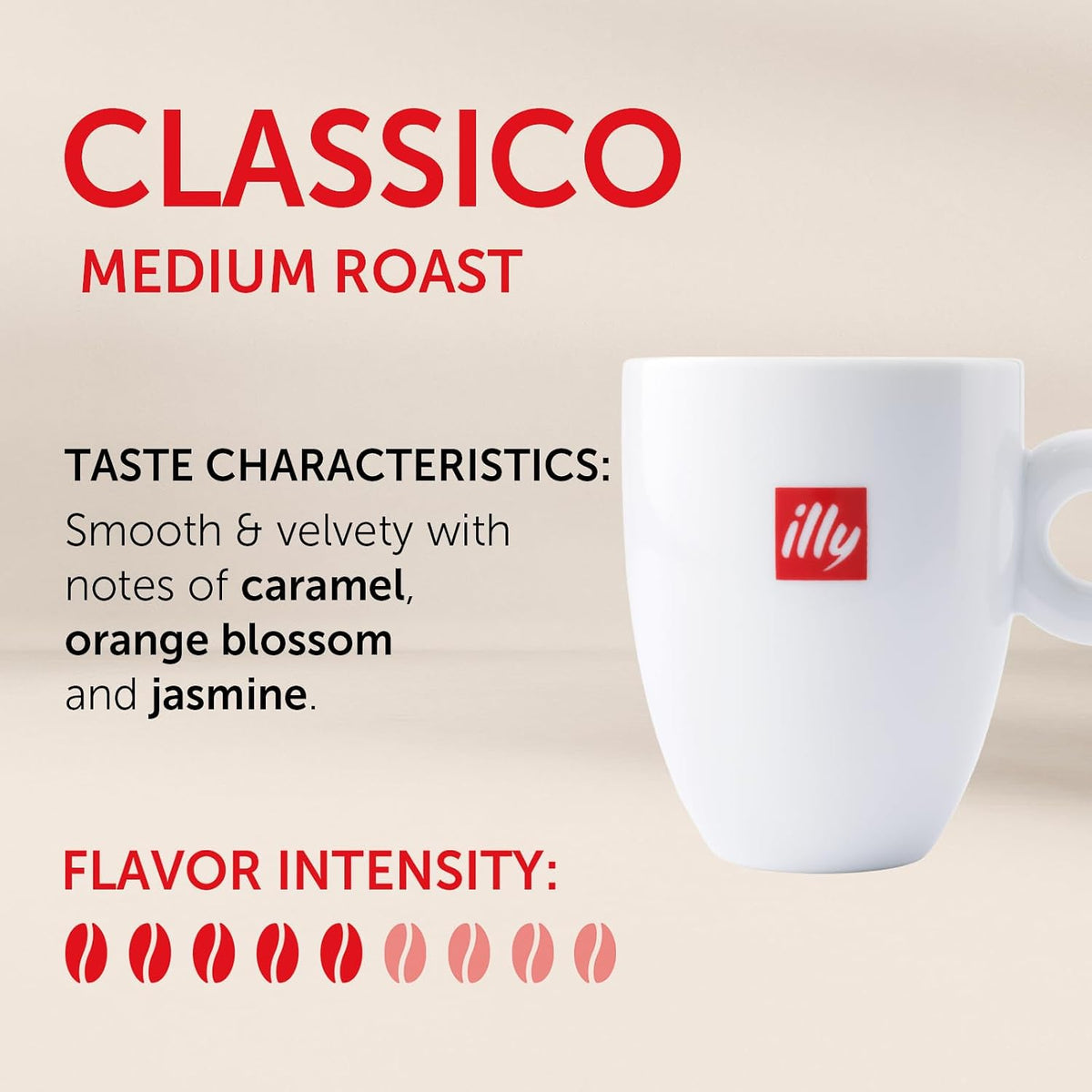 Illy Classico Whole Bean Coffee, Medium Roast, 100% Arabica, Caramel & Jasmine Notes, 8.8 oz Can