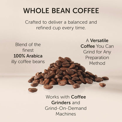 Illy Classico Whole Bean Coffee, Medium Roast, 100% Arabica, Caramel & Jasmine Notes, 8.8 oz Can