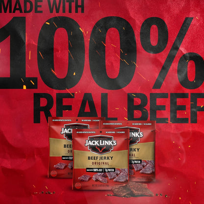 Jack Link's Original Beef Jerky, 0.625 Oz Individual Packs, 20 Count, High Protein Meat Snack