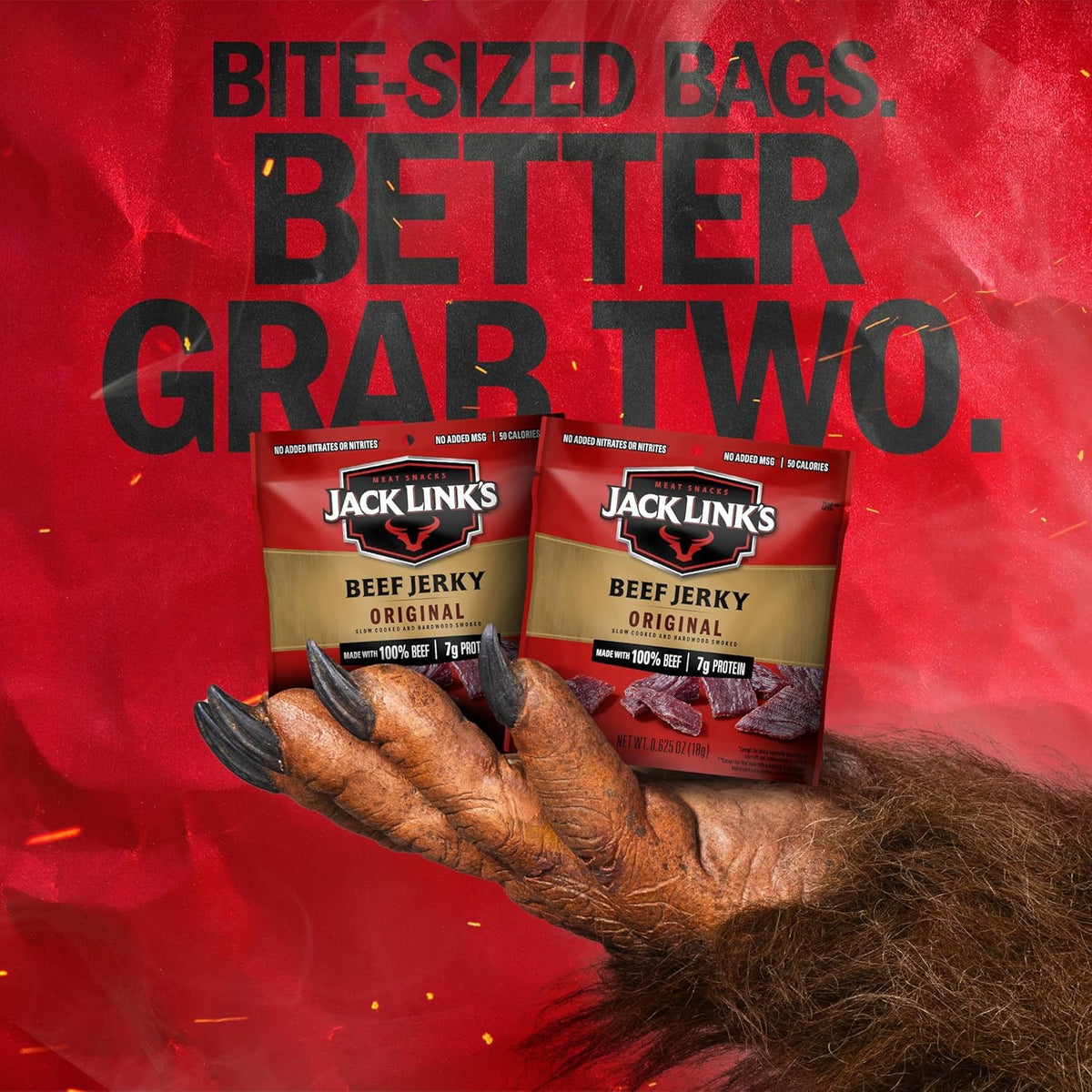 Jack Link's Original Beef Jerky, 0.625 Oz Individual Packs, 20 Count, High Protein Meat Snack