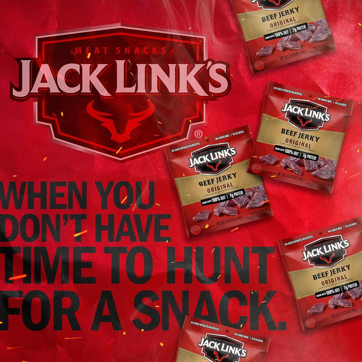 Jack Link's Original Beef Jerky, 0.625 Oz Individual Packs, 20 Count, High Protein Meat Snack