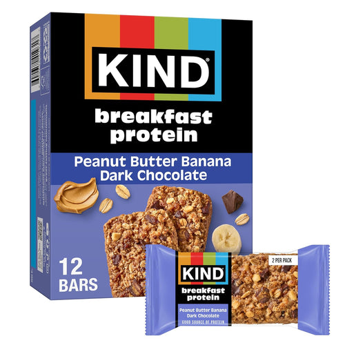 KIND Protein Breakfast Bars, Peanut Butter Banana Dark Chocolate, 6 Count, 10.58 oz