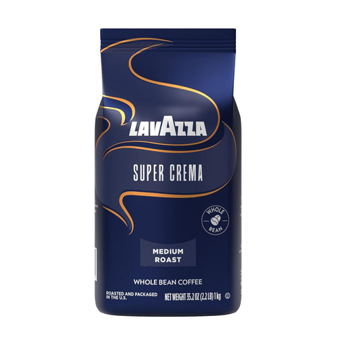 Lavazza Super Crema Whole Bean Coffee, Medium Espresso Roast, Arabica & Robusta Blend, 2.2 lb Bag