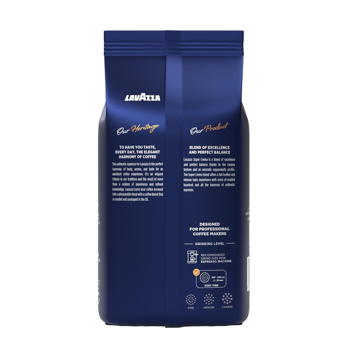Lavazza Super Crema Whole Bean Coffee, Medium Espresso Roast, Arabica & Robusta Blend, 2.2 lb Bag