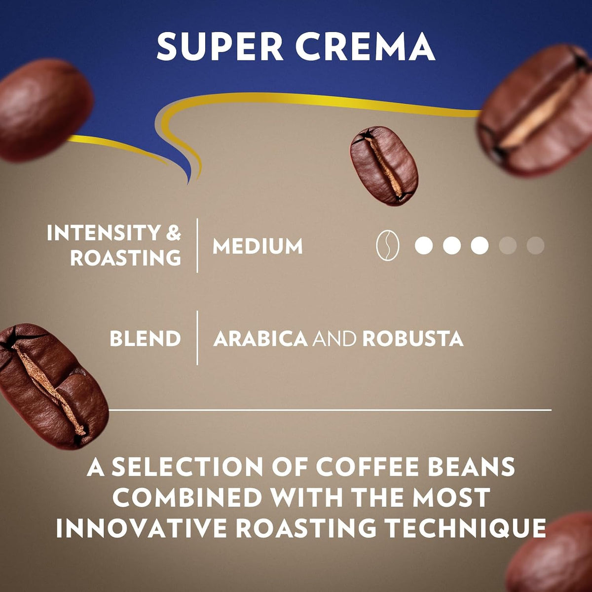Lavazza Super Crema Whole Bean Coffee, Medium Espresso Roast, Arabica & Robusta Blend, 2.2 lb Bag