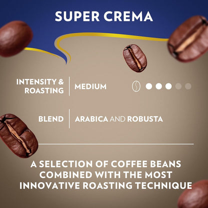 Lavazza Super Crema Whole Bean Coffee, Medium Espresso Roast, Arabica & Robusta Blend, 2.2 lb Bag