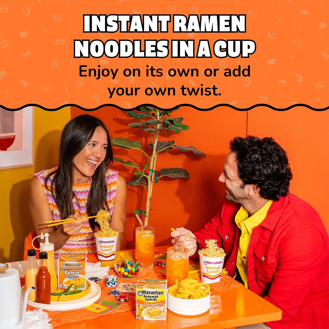 Maruchan Instant Lunch Ramen Noodles Chicken Flavor, Japanese Style Instant Noodle Soup, 2.25 Oz, 12 Pack