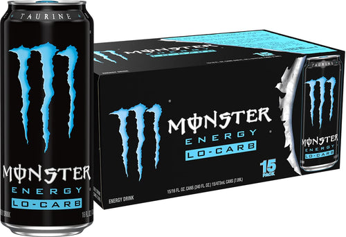 Monster Energy Lo-Carb Energy Drink, Low Carb, 16 Fl Oz Cans, Pack of 15, Original Flavor