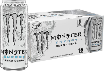 Monster Energy Zero Ultra Sugar Free Energy Drink, 16 Fl Oz Can, Zero Sugar Energy Beverage