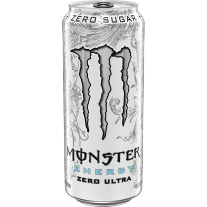 Monster Energy Zero Ultra Sugar Free Energy Drink, 16 Fl Oz Can, Zero Sugar Energy Beverage