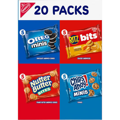 Nabisco Classic Mix Variety Pack, Oreo Mini, Chips Ahoy! Mini, Nutter Butter Bites, Ritz Bits Cheese, 20 Count