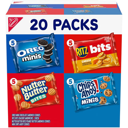 Nabisco Classic Mix Variety Pack, Oreo Mini, Chips Ahoy! Mini, Nutter Butter Bites, Ritz Bits Cheese, 20 Count