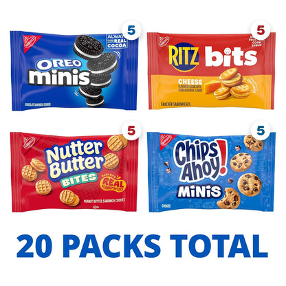 Nabisco Classic Mix Variety Pack, Oreo Mini, Chips Ahoy! Mini, Nutter Butter Bites, Ritz Bits Cheese, 20 Count