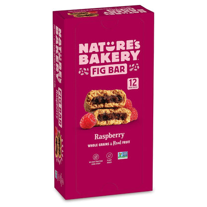 Nature's Bakery Raspberry Fig Bars, Real Fruit, Nut Free, Soft Baked Snack Bars, 12 Pack