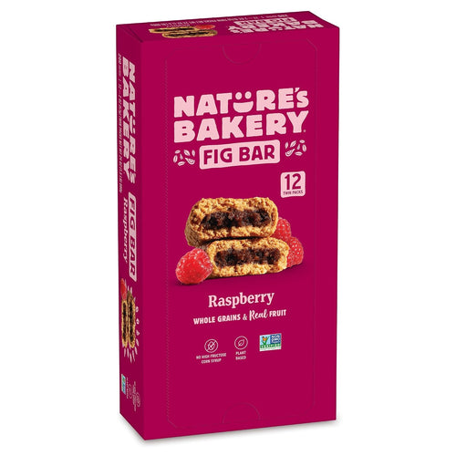 Nature's Bakery Raspberry Fig Bars, Real Fruit, Nut Free, Soft Baked Snack Bars, 12 Pack