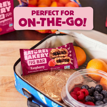 Nature's Bakery Raspberry Fig Bars, Real Fruit, Nut Free, Soft Baked Snack Bars, 12 Pack
