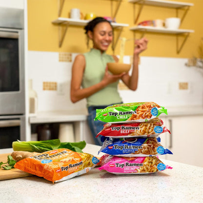 Nissin Top Ramen Chicken Noodle Soup, 3 Oz Packs, 24 Count, Instant Ramen Noodles, Quick Meal