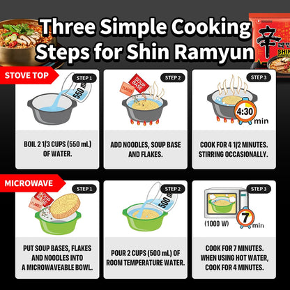 Nongshim Shin Ramyun Spicy Korean Instant Noodles, Beef Flavor, 4.23 Oz, Pack of 20, Microwaveable