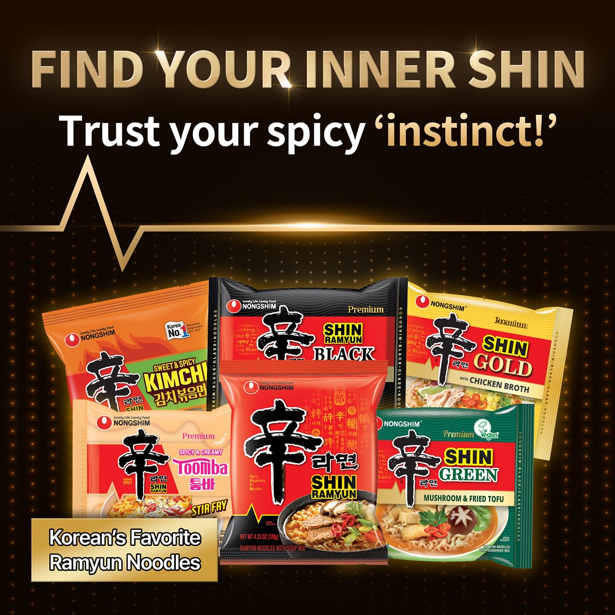 Nongshim Shin Ramyun Spicy Korean Instant Noodles, Beef Flavor, 4.23 Oz, Pack of 20, Microwaveable