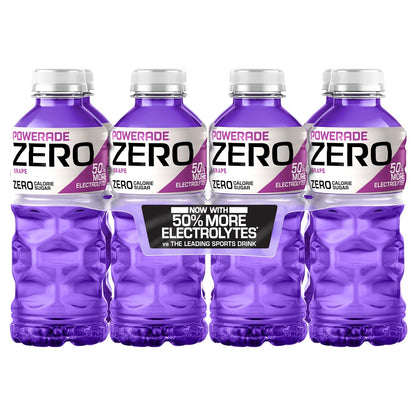 POWERADE ZERO Sugar Grape Sports Drink, Electrolyte Beverage, 20 Fl Oz Bottles, 8 Pack