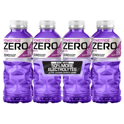 POWERADE ZERO Sugar Grape Sports Drink, Electrolyte Beverage, 20 Fl Oz Bottles, 8 Pack