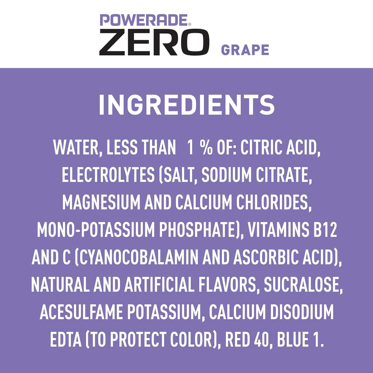 POWERADE ZERO Sugar Grape Sports Drink, Electrolyte Beverage, 20 Fl Oz Bottles, 8 Pack