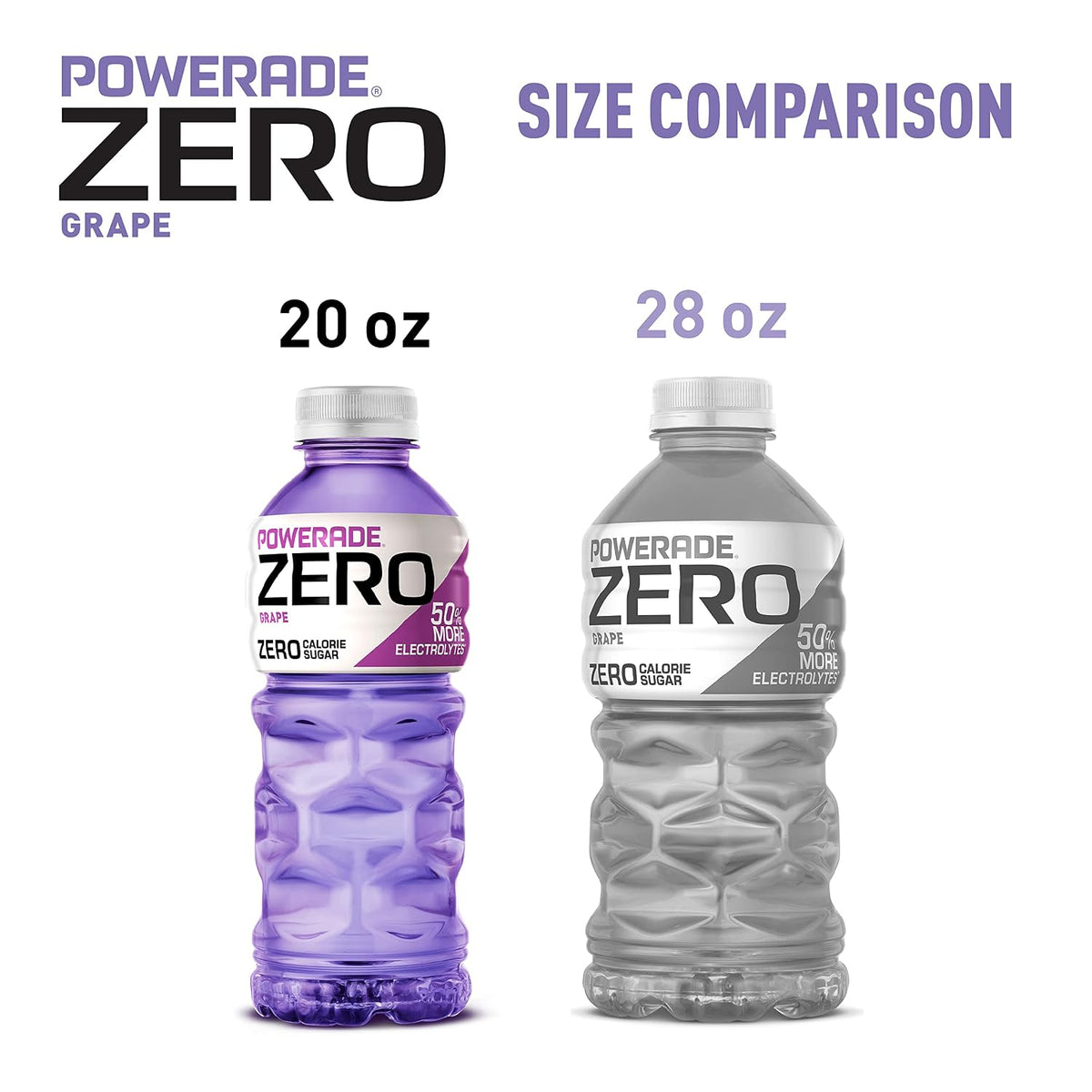 POWERADE ZERO Sugar Grape Sports Drink, Electrolyte Beverage, 20 Fl Oz Bottles, 8 Pack