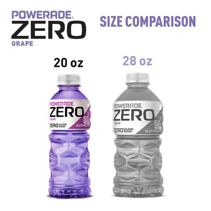 POWERADE ZERO Sugar Grape Sports Drink, Electrolyte Beverage, 20 Fl Oz Bottles, 8 Pack