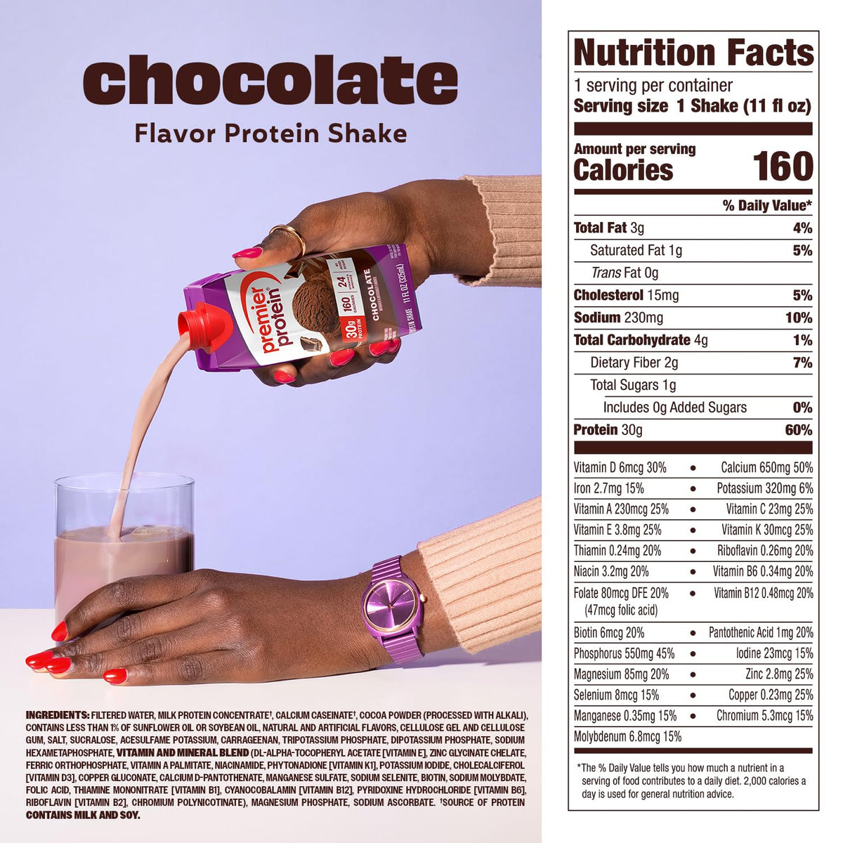 Premier Protein Shake 30g High Protein Chocolate 11.5 oz, Ready-to-Drink, 12 Pack