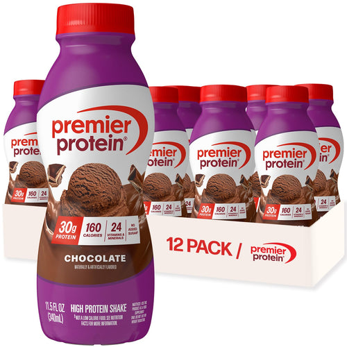 Premier Protein Shake 30g High Protein Chocolate, Vegetarian, Ready-to-Drink, 12 Bottles