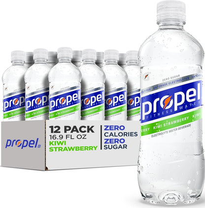 Propel Kiwi Strawberry Zero Calorie Electrolyte Water, Vitamins C & E, 16.9 Fl Oz Bottles, 12 Pack