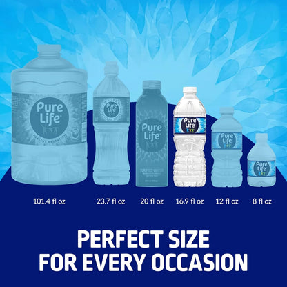 Pure Life Purified Bottled Water, 16.9 fl oz, 15 Pack, Convenient Drinking Water Bottles for Home, Office & Travel