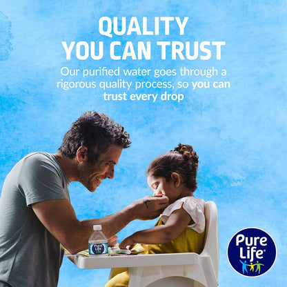 Pure Life Purified Bottled Water, 8 fl oz Mini Bottles, 24 Pack, Convenient Drinking Water for Home, School, Office & Travel