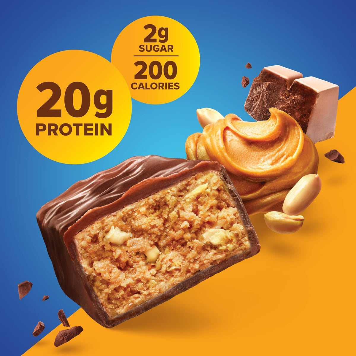 Pure Protein Chocolate Peanut Butter Protein Bars, 20g High Protein Snack, 12 Count