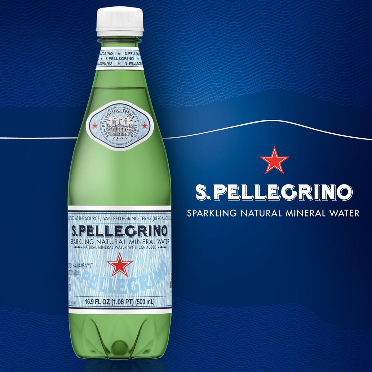 S.Pellegrino Sparkling Natural Mineral Water, 16.9 Fl Oz Plastic Bottles, 12 Pack