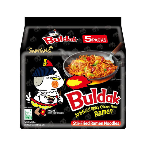 Samyang Buldak Spicy Ramen Hot Chicken Flavor, Korean Stir-Fried Instant Noodles, Original, 5 Pack