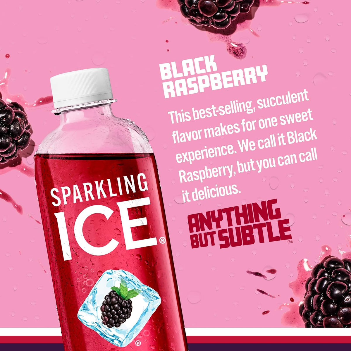 Sparkling Ice Black Raspberry Sparkling Water, Zero Sugar Flavored Water, 17 fl oz, 12 Pack