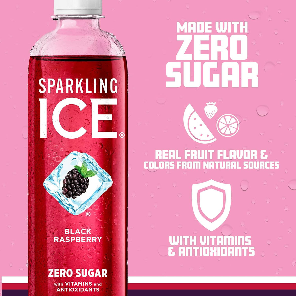 Sparkling Ice Black Raspberry Sparkling Water, Zero Sugar Flavored Water, 17 fl oz, 12 Pack
